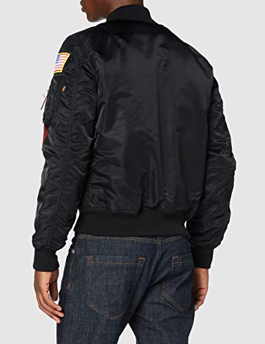 ALPHA INDUSTRIES Ma-1 VF NASA Chaqueta Bomber, Negro, L para Hombre