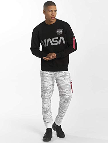 ALPHA INDUSTRIES NASA Reflective Sweater Sudadera, Black, M para Hombre