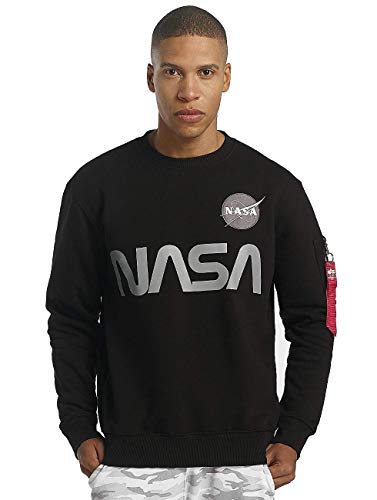 ALPHA INDUSTRIES NASA Reflective Sweater Sudadera, Black, M para Hombre