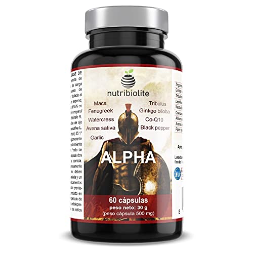 ALPHA - Tribulus Terrestris, Maca, Ginkgo Biloba, Fenogreco, CoQ10, Piperina, Berro, Ajo, Avena Sativa. Fuerza, Energía, Masa Muscular