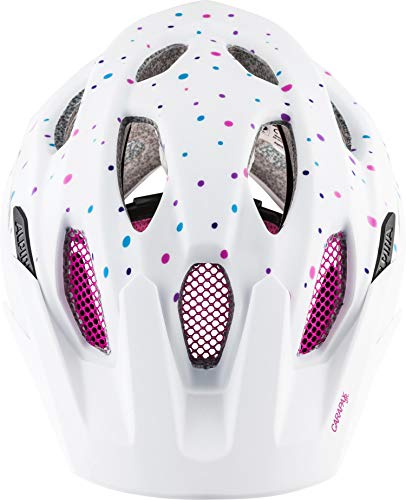 ALPINA Carapax JR. Casco de Ciclismo, Girls, White Polka Dots, 51-56