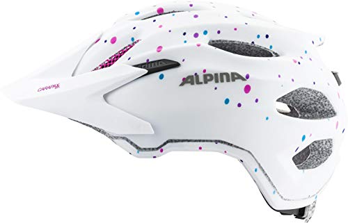 ALPINA Carapax JR. Casco de Ciclismo, Girls, White Polka Dots, 51-56