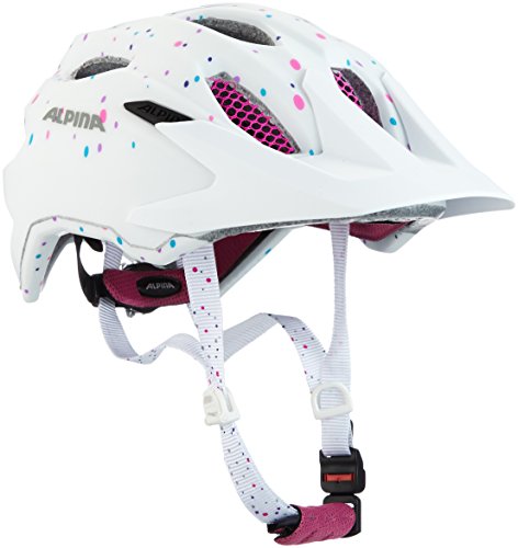 ALPINA Carapax JR. Casco de Ciclismo, Girls, White Polka Dots, 51-56