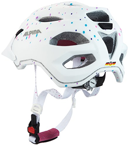 ALPINA Carapax JR. Casco de Ciclismo, Girls, White Polka Dots, 51-56