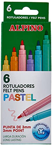 Alpino AR001004 - Estuche 6 rotuladores con puntas de 3mm, Pastel