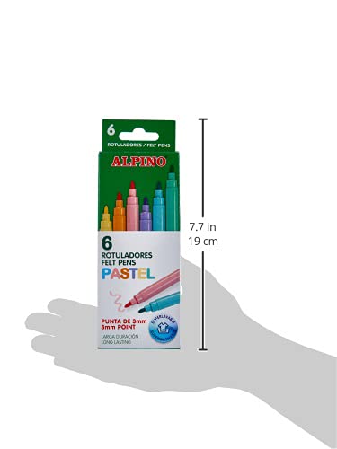 Alpino AR001004 - Estuche 6 rotuladores con puntas de 3mm, Pastel