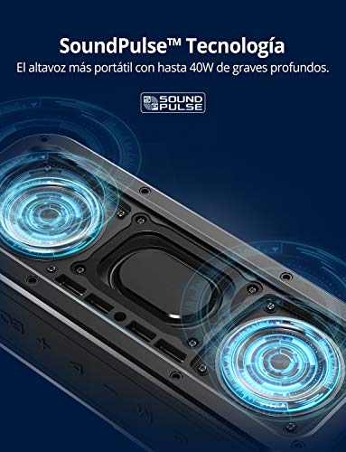 Altavoz Bluetooth Potente, Tronsmart Force 40W Altavoz inalámbrico Portátil, Waterproof IPX7, Efecto de Triple Bajo, Doble Driver, 15 Hora de Reproducción, NFC, Asistente de Voz para Viaje, Fiesta