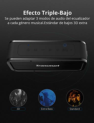 Altavoz Bluetooth Potente, Tronsmart Force 40W Altavoz inalámbrico Portátil, Waterproof IPX7, Efecto de Triple Bajo, Doble Driver, 15 Hora de Reproducción, NFC, Asistente de Voz para Viaje, Fiesta