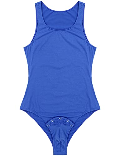 Alvivi Maillot Elástico de Gimnasia Hombre Adulto Body Leotardos Ritmica Danza Ballet sin Mangas Una Pieza Mono Liso Men Unitard Ropa Interior Deporte para Hombre R Azul Oscuro M