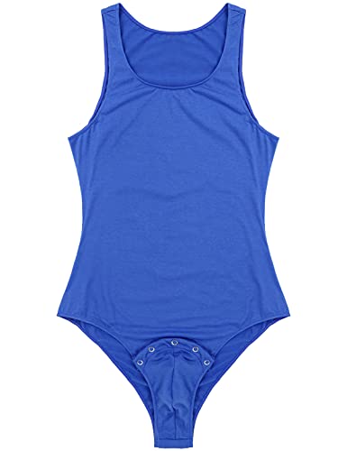 Alvivi Maillot Elástico de Gimnasia Hombre Adulto Body Leotardos Ritmica Danza Ballet sin Mangas Una Pieza Mono Liso Men Unitard Ropa Interior Deporte para Hombre R Azul Oscuro M