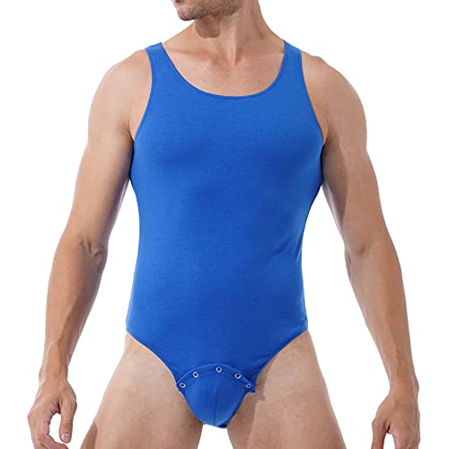 Alvivi Maillot Elástico de Gimnasia Hombre Adulto Body Leotardos Ritmica Danza Ballet sin Mangas Una Pieza Mono Liso Men Unitard Ropa Interior Deporte para Hombre R Azul Oscuro M