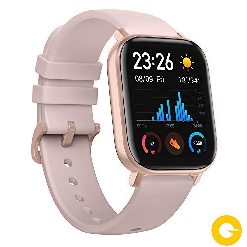 Amazfit GTS Reloj Smartwactch Deportivo, 14 días Batería, GPS+Glonass, Sensor Seguimiento Biológico BioTracker PPG, Frecuencia Cardíaca, Natación, Bluetooth 5.0 (iOS & Android), Color Rosa
