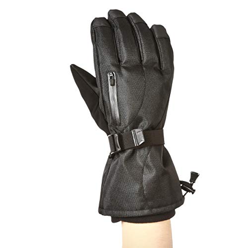 Amazon Basics - Guantes de esquí impermeables, negros, talla L