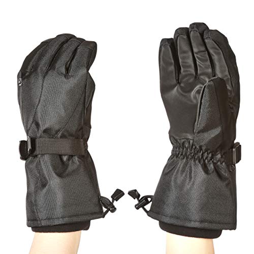 Amazon Basics - Guantes de esquí impermeables, negros, talla L