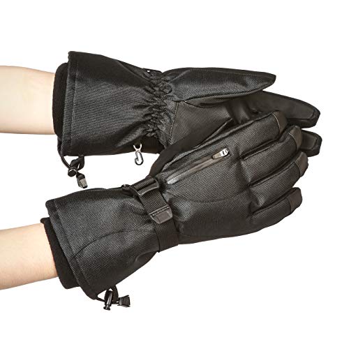 Amazon Basics - Guantes de esquí impermeables, negros, talla L