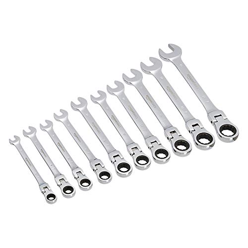 Amazon Basics - Juego de llaves de trinquete mixtas, 10 piezas
