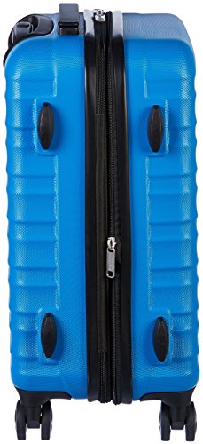 Amazon Basics - Maleta de viaje rígida giratori - 55 cm, Tamaño de cabina, Azul claro