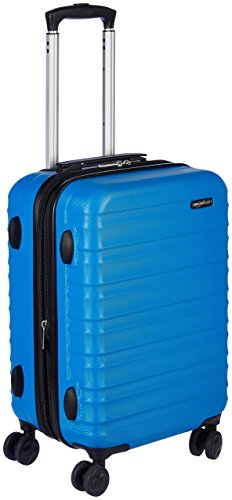 Amazon Basics - Maleta de viaje rígida giratori - 55 cm, Tamaño de cabina, Azul claro
