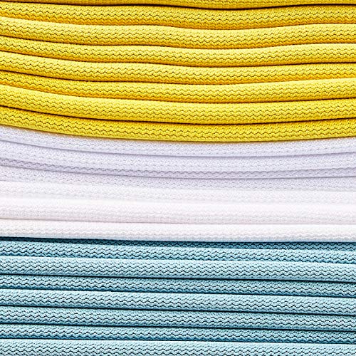 Amazon Basics - Paño de microfibra para cristal, azul, amarillo y blanco, paquete de 24