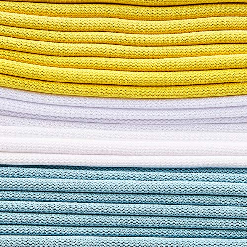 Amazon Basics - Paño de microfibra para cristal, azul, amarillo y blanco, paquete de 24