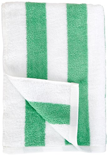 Amazon Basics - Toalla de playa, de rayas Cabana, color verde, pack de 1