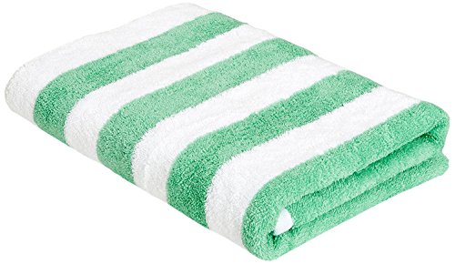 Amazon Basics - Toalla de playa, de rayas Cabana, color verde, pack de 1