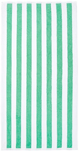 Amazon Basics - Toalla de playa, de rayas Cabana, color verde, pack de 1