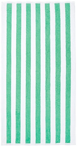 Amazon Basics - Toalla de playa, de rayas Cabana, color verde, pack de 1