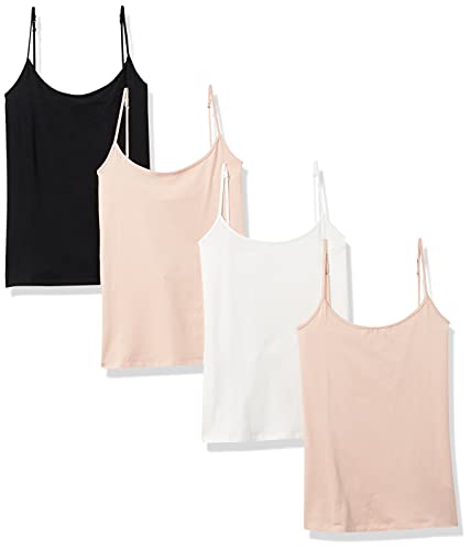 Amazon Essentials 4-Pack Camisole tank-top-and-cami-shirts, Beige/White/Black, US L (EU L - XL)