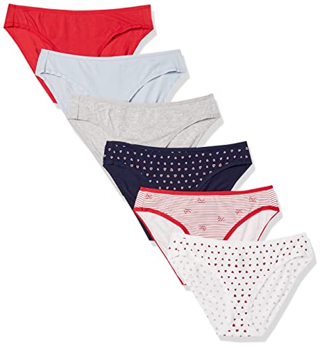 Amazon Essentials 6-Pack Cotton Bikini Braguitas, Valentines, XXL