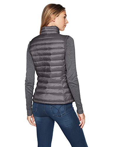 Amazon Essentials - Chaleco acolchado para mujer, plegable, ligero y resistente al agua, Gris (charcoal heather), US L (EU L - XL)