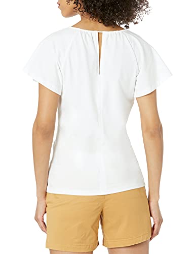 Amazon Essentials Classic Fit Cape Sleeve Open Crewneck T-Shirt Camiseta, Blanco, L