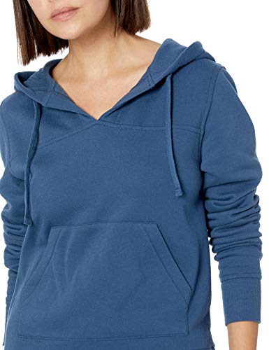 Amazon Essentials Classic Fit Long Sleeve Open V-Neck Hooded Sweatshirt Sudadera con Capucha, Azul Marino Efecto Lavado, M