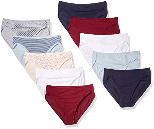Amazon Essentials Cotton Stretch High-Cut Bikini Panty Ropa Interior, 10-Pack Warm/Cool Prints, XXL