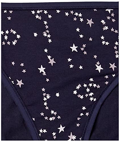 Amazon Essentials Cotton Stretch High-Cut Bikini Panty Underwear, Stars & Dots, M