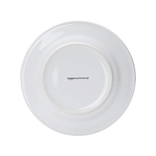AmazonCommercial - Juego de 12 platos llanos de porcelana de borde ancho, 19,05 cm, color blanco