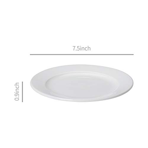 AmazonCommercial - Juego de 12 platos llanos de porcelana de borde ancho, 19,05 cm, color blanco