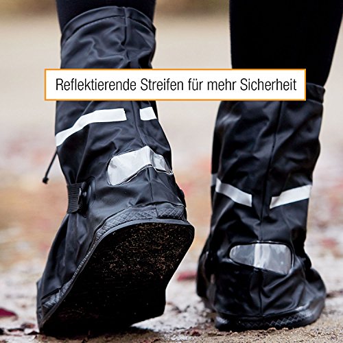 Amazy Cubre Zapatos Impermeable (Talla 44/45 | Cortos) Incl. Bolsas de Almacenamiento – Protectores de Zapatos Antideslizantes con reflectores para Lluvia, Nieve o Polvo