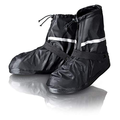 Amazy Cubre Zapatos Impermeable (Talla 44/45 | Cortos) Incl. Bolsas de Almacenamiento – Protectores de Zapatos Antideslizantes con reflectores para Lluvia, Nieve o Polvo