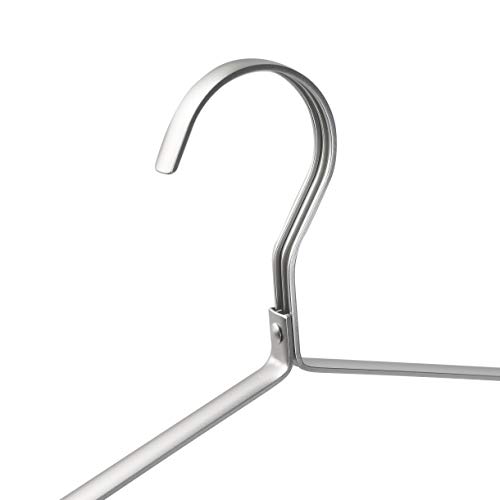 Amber Home 20 Unidades 42cm Perchas de Hierro Aluminio, Plata Metálico Percha para Trajes Camisetas Camisas Chaquetas Vestidos Faldas Pantalones, con Ranuras Antideslizantes