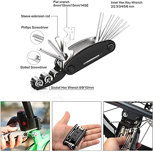 Ambolio Bolsa Herramientas Bicicleta,Kit Herramientas Bicicleta,Bolsa Sillín Bicicleta,Herramientas Reparación Bicicletas. (Redondo)