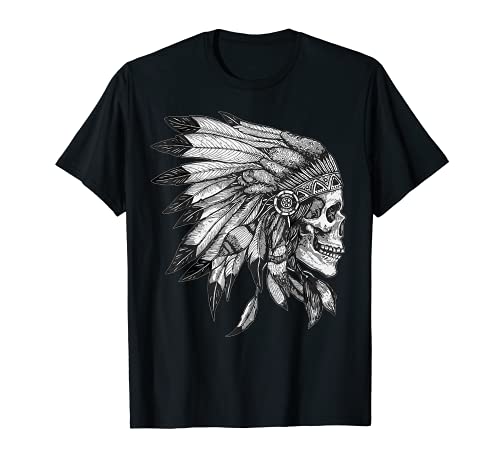 American Motorcycle Skull Native Indian Eagle Chief Vintage Camiseta