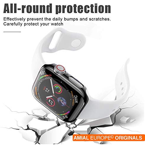 Amial Europe - Funda Soft Slim Compatible con Apple Watch Series 1/2/3 and Series 4/5 [TPU Case] Cover de Bumper y Protector de Pantalla Integrados (40mm, Negro)