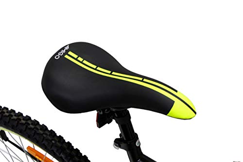 Amigo Racer - Bicicleta de montaña para niños y niñas, 24 pulgadas, Shimano 18 velocidades, a partir de 135 cm, con freno de mano y muletas para bicicleta, color negro y amarillo