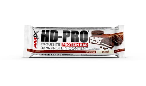 AMIX - Barritas de Proteína HDPro - 20 x 60 g - Aumenta la Energía y Acelera la Recuperación Muscular - Snack Deportivo Saludable con Alto Contenido Proteínico - Sabor Galleta y Crema