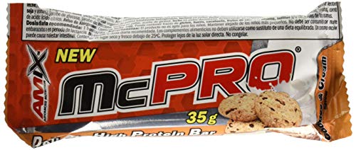 AMIX - Barritas de Proteína McPro - 24 x 35 g - Aumenta la Energía y Conserva la Masa Muscular - Snack Saludable con Alto Contenido en Proteínas - Sabor Galleta y Crema