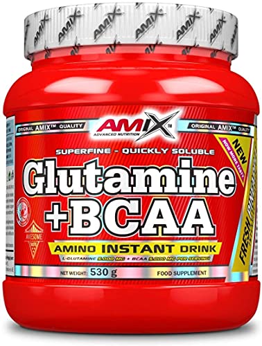 AMIX - Bcaa Glutamina - 530 Gramos - Complemento Alimenticio de Glutamina en Polvo - Reduce el Catabolismo Muscular - Óptimo para Deportistas - Sabor Piña - Aminoácidos Ramificados