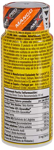 Amix - Cellup Shot - Suplemento Alimenticio - Contiene Cafeína - Aumenta la Fuerza y Congestión Muscular - Fórmula Pre-Entrenamiento - Nutrición Deportiva - Sabor a Mango - 20 Viales de 60 ml