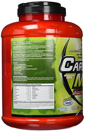 AMIX - Complemento Alimenticio - Carbojet Mass Professional - Carbohidratos y Proteínas para Aumentar la Masa Muscular - Concentrado Proteína de Suero - Recuperador Muscular - Fresa y Plátano - 3 KG