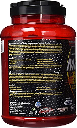 Amix - Monster Beef Protein - Suplemento Alimenticio - Mejora del Rendimiento - Proteína de Suero - Glutamina en Polvo - Nutrición - Proteína de Ternera - Sabor Chocolate - Bote de 1 Kg